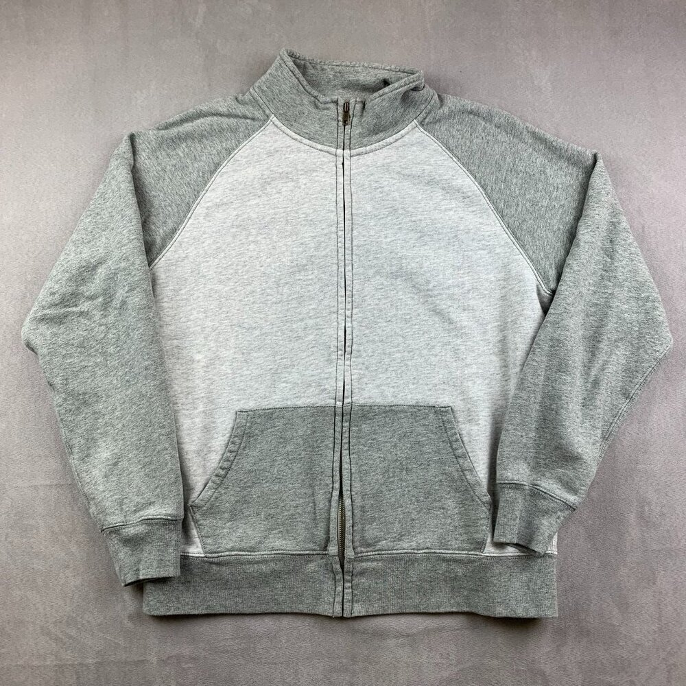 J Crew Men Sweater Large Gray Heather Colorblock Full Zip Long Sleeve Sweatshirt